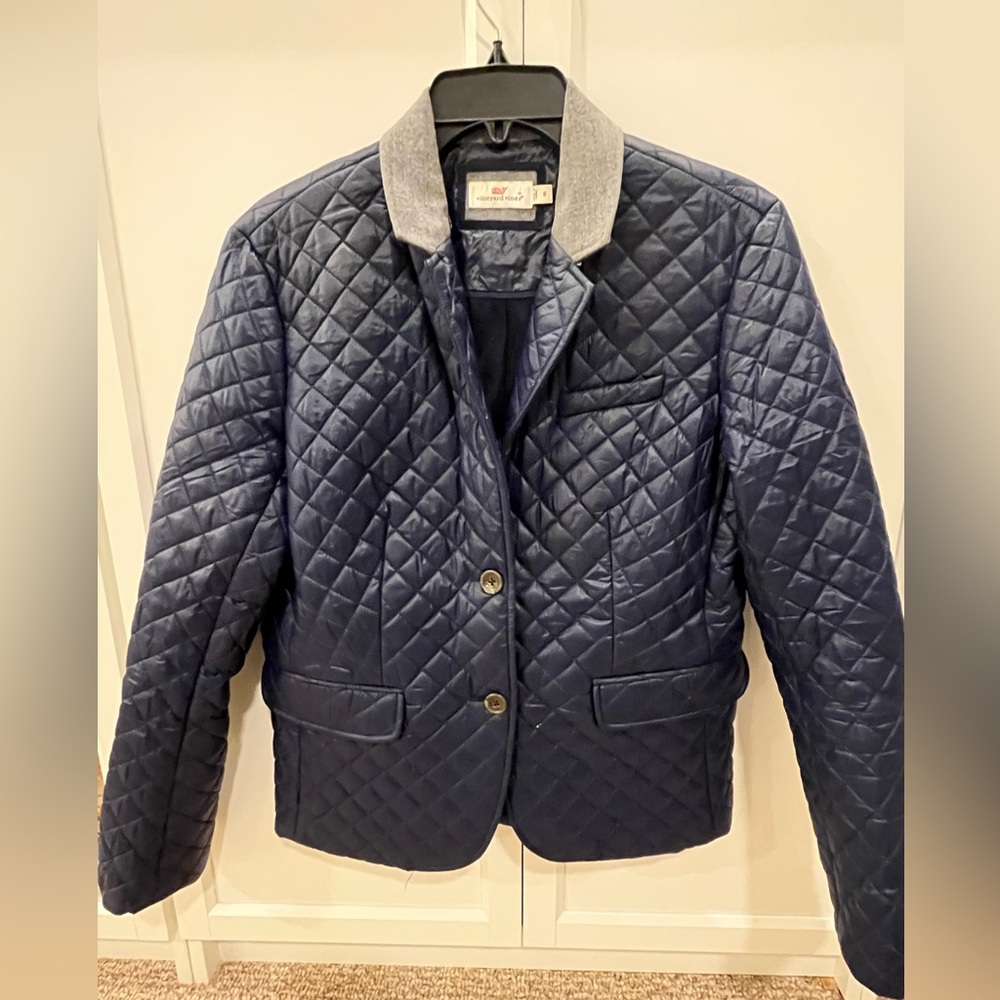 Vineyard Vines Quilted Blazer Jacket – Navy Blue, Size 8 - Picture 2 of 8